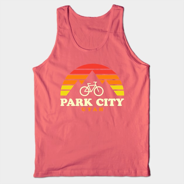 Park City Utah Mountain Biking Retro Sunset Tank Top by PodDesignShop